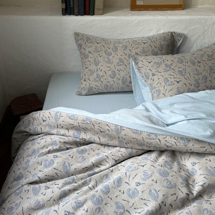 91家纺网 家纺一手货源 找家纺 山舍家居 2025新款全棉纯棉色织提花四件套-雾璃 雾璃-蓝