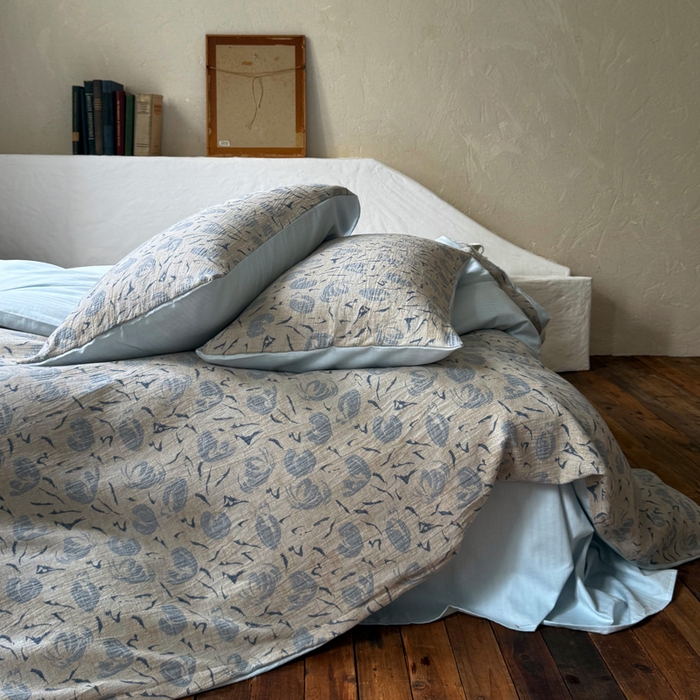 91家纺网 家纺一手货源 找家纺 山舍家居 2025新款全棉纯棉色织提花四件套-雾璃 雾璃-蓝