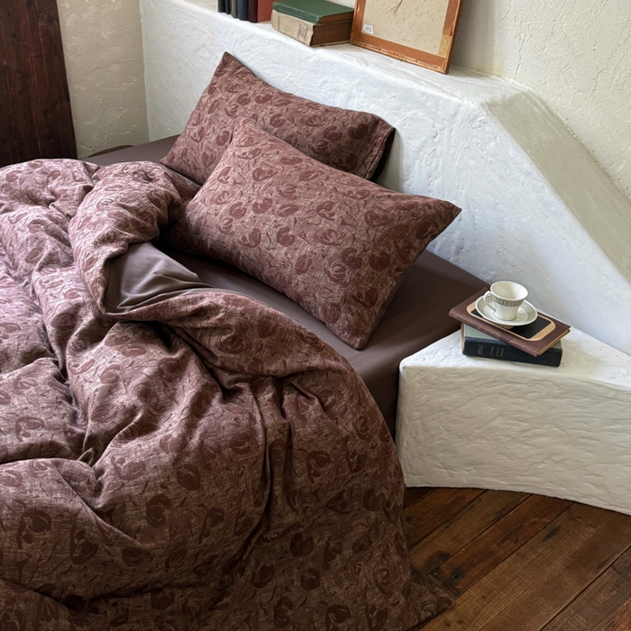 91家纺网 家纺一手货源 找家纺 山舍家居 2025新款全棉纯棉色织提花四件套-雾璃 雾璃-咖