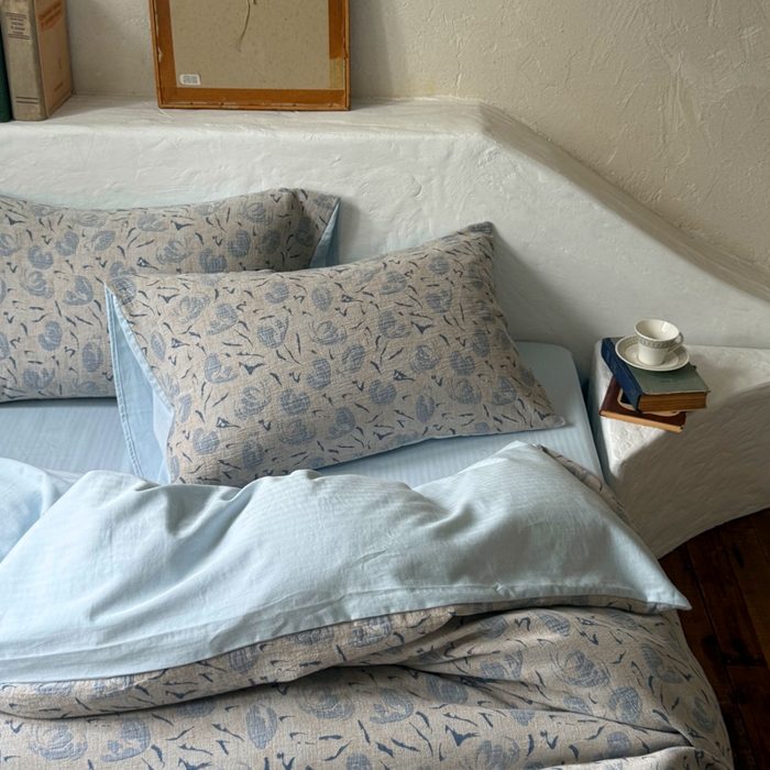 91家纺网 家纺一手货源 找家纺 山舍家居 2025新款全棉纯棉色织提花四件套-雾璃 雾璃-蓝