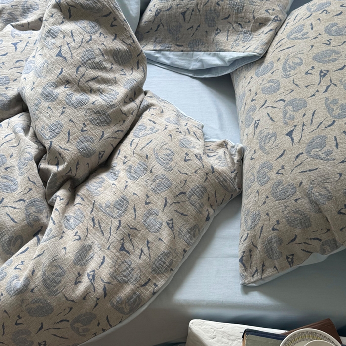 91家纺网 家纺一手货源 找家纺 山舍家居 2025新款全棉纯棉色织提花四件套-雾璃 雾璃-蓝