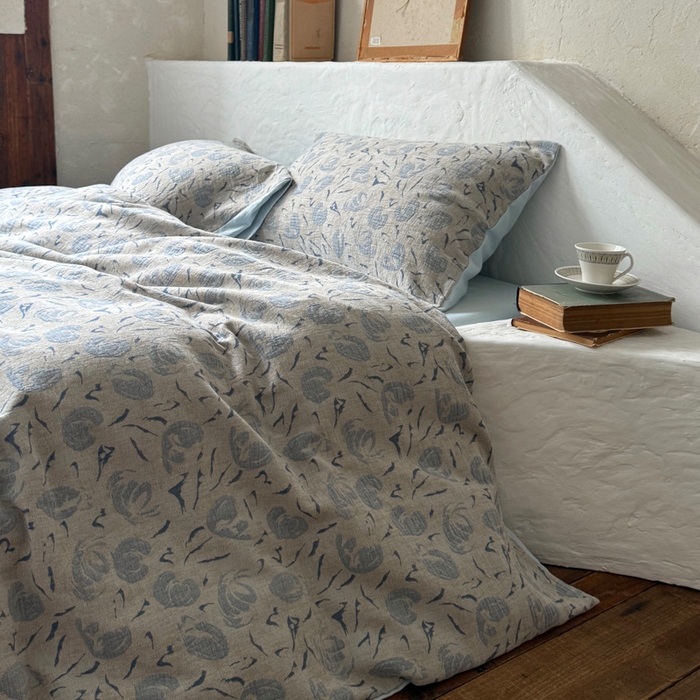 91家纺网 家纺一手货源 找家纺 山舍家居 2025新款全棉纯棉色织提花四件套-雾璃 雾璃-蓝