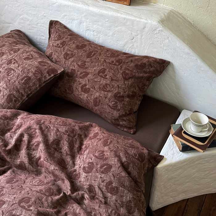 91家纺网 家纺一手货源 找家纺 山舍家居 2025新款全棉纯棉色织提花四件套-雾璃 雾璃-咖