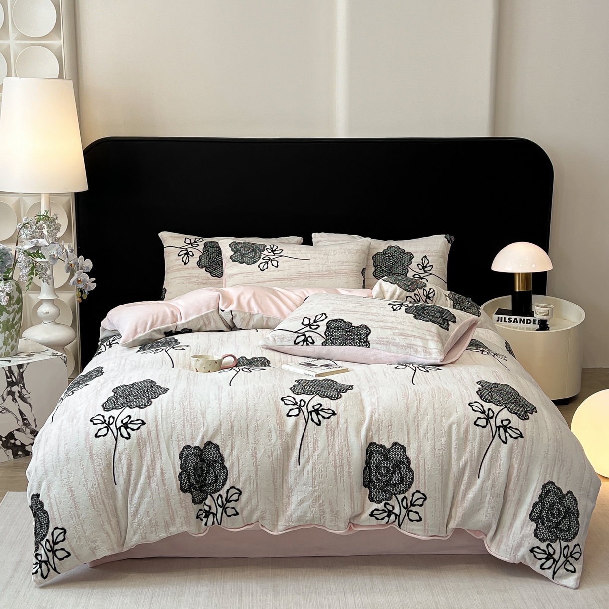 91家纺网 家纺一手货源 找家纺 二八年华 2025新款加厚兔绒四件套 玫瑰粉