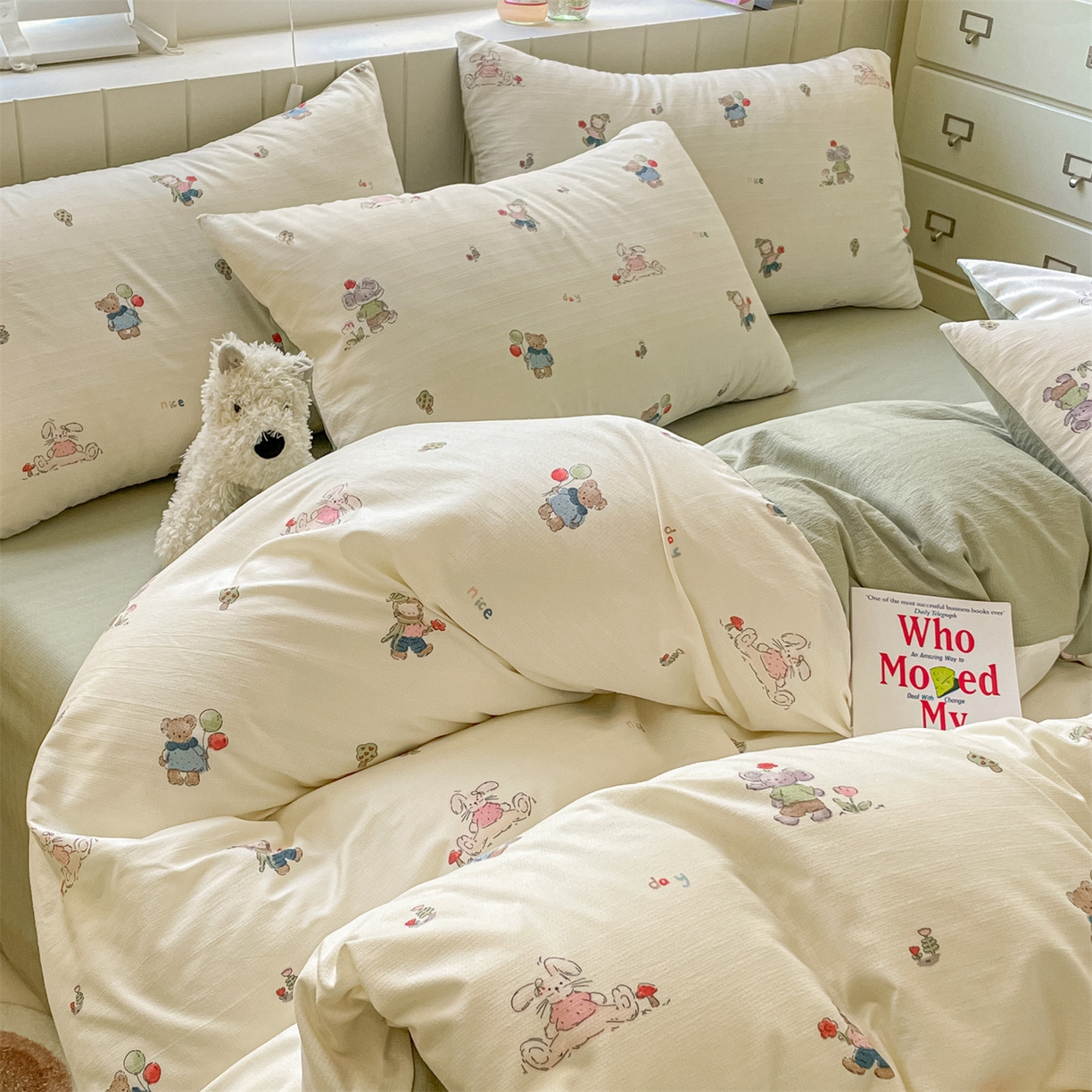 91家纺网 家纺一手货源 找家纺 如约 2025秋冬新款A类亲肤棉印花套件 动物园