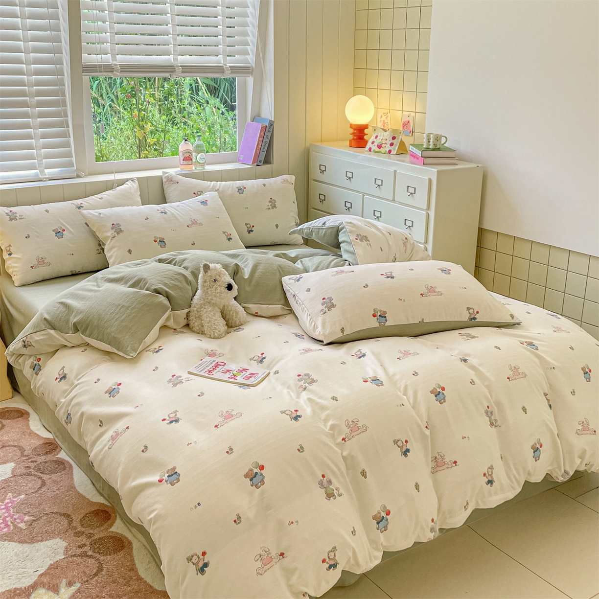 91家纺网 家纺一手货源 找家纺 如约 2025秋冬新款A类亲肤棉印花套件 动物园