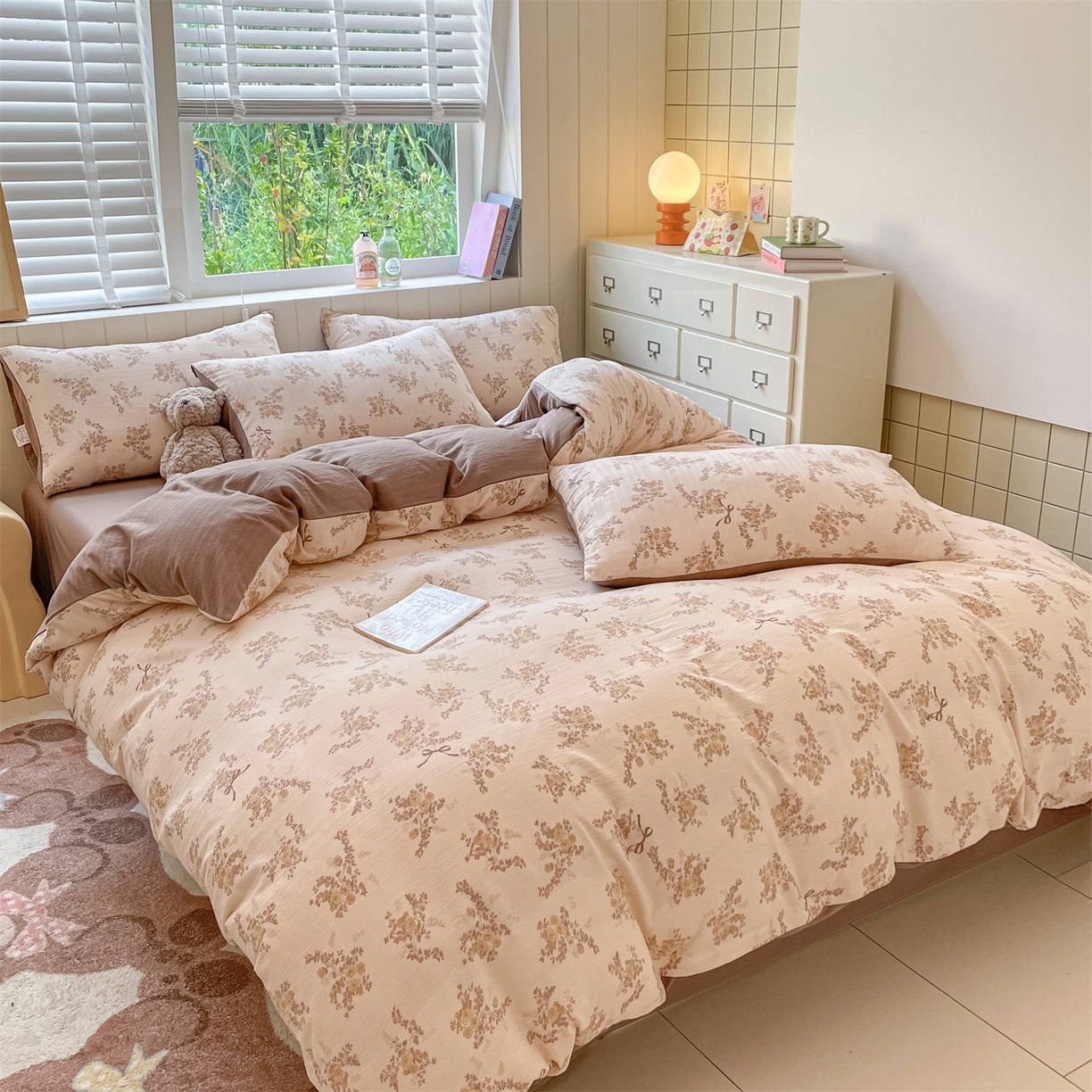 91家纺网 家纺一手货源 找家纺 如约 2025秋冬新款A类亲肤棉印花套件 曼咖