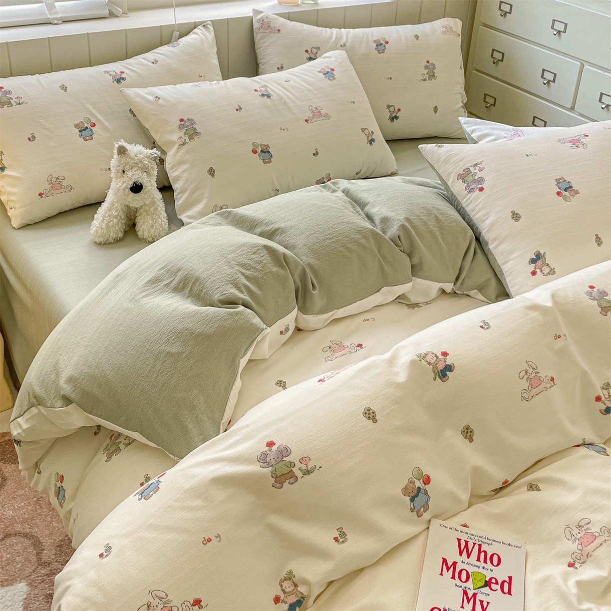 91家纺网 家纺一手货源 找家纺 如约 2025秋冬新款A类亲肤棉印花套件 动物园