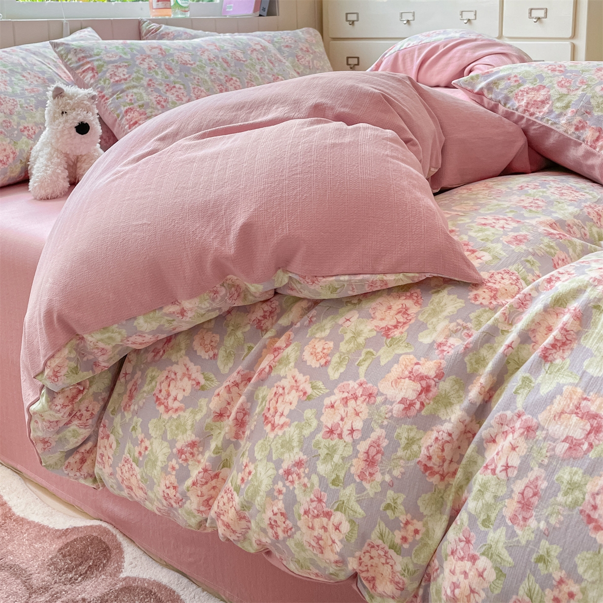 91家纺网 家纺一手货源 找家纺 如约 2025秋冬新款A类亲肤棉印花套件 珠华