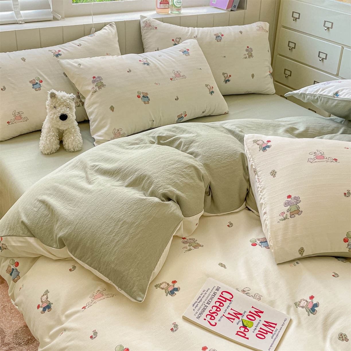 91家纺网 家纺一手货源 找家纺 如约 2025秋冬新款A类亲肤棉印花套件 动物园