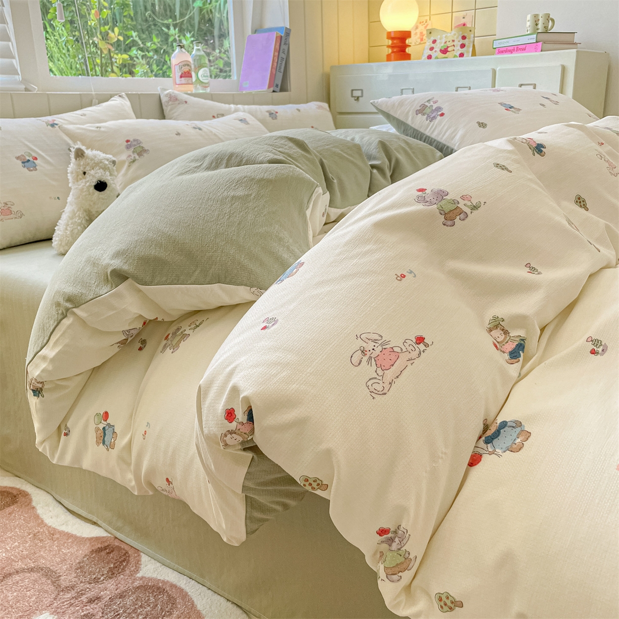 91家纺网 家纺一手货源 找家纺 如约 2025秋冬新款A类亲肤棉印花套件 动物园