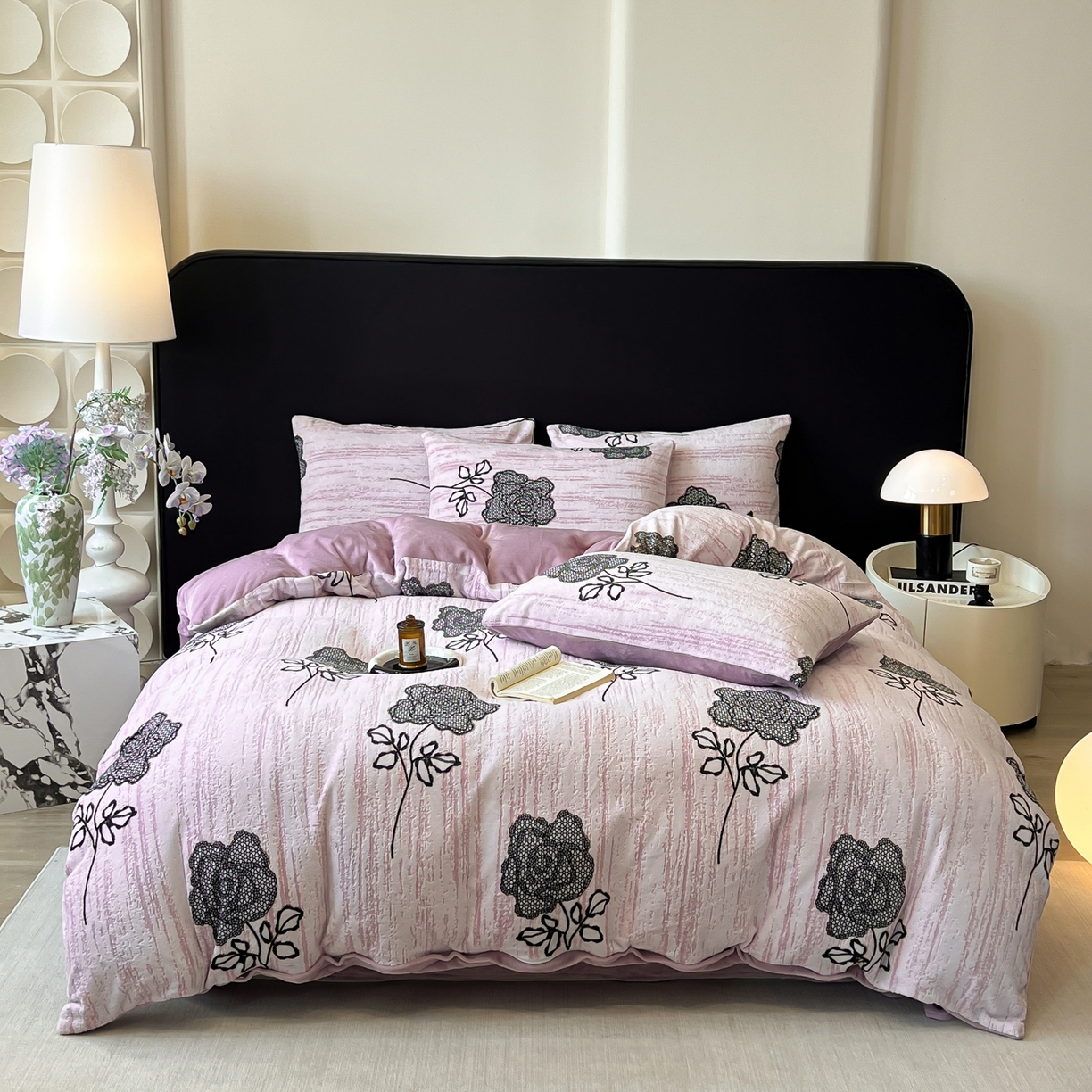 91家纺网 家纺一手货源 找家纺 二八年华 2025新款加厚兔绒四件套 玫瑰紫