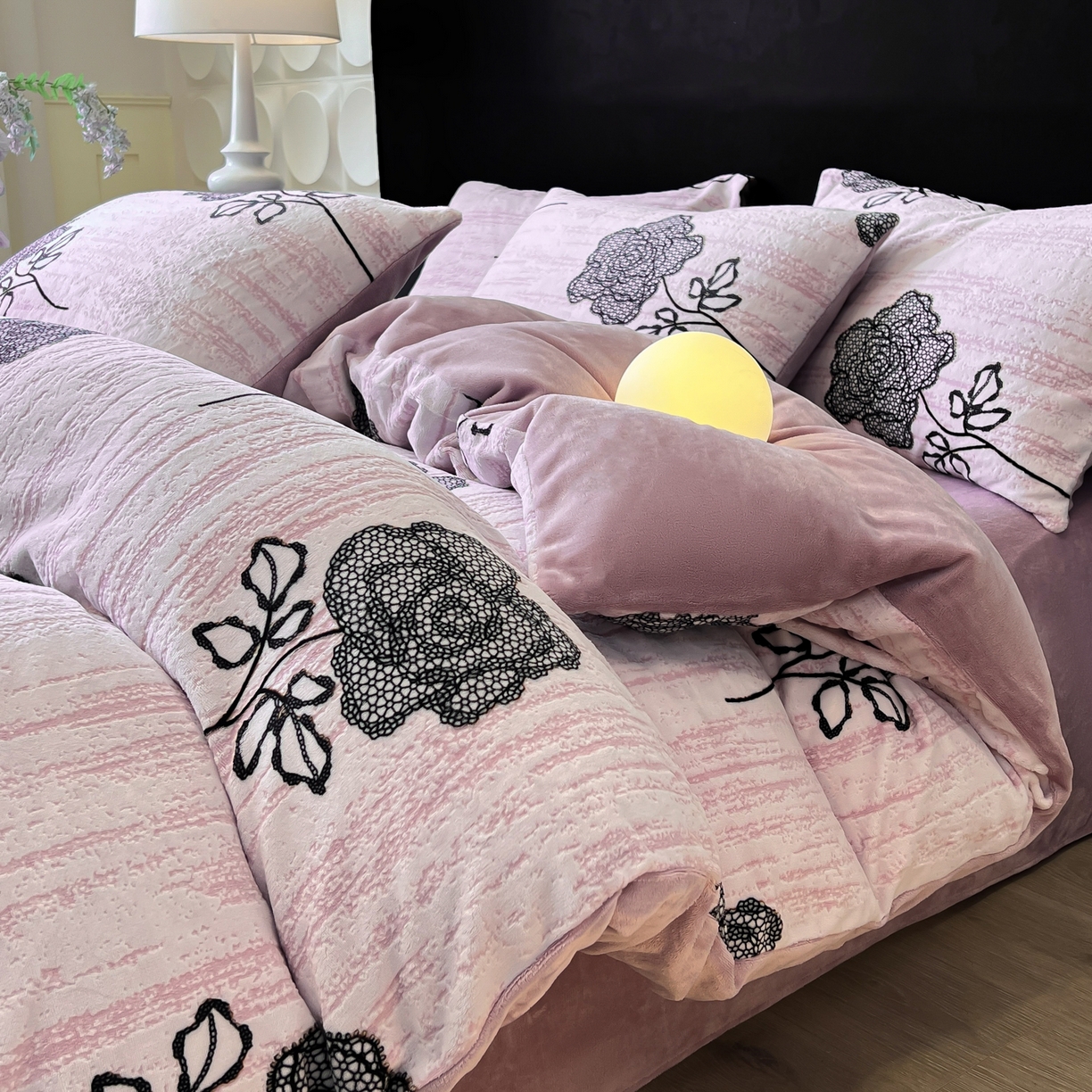 二八年华 2025新款加厚兔绒四件套 玫瑰紫