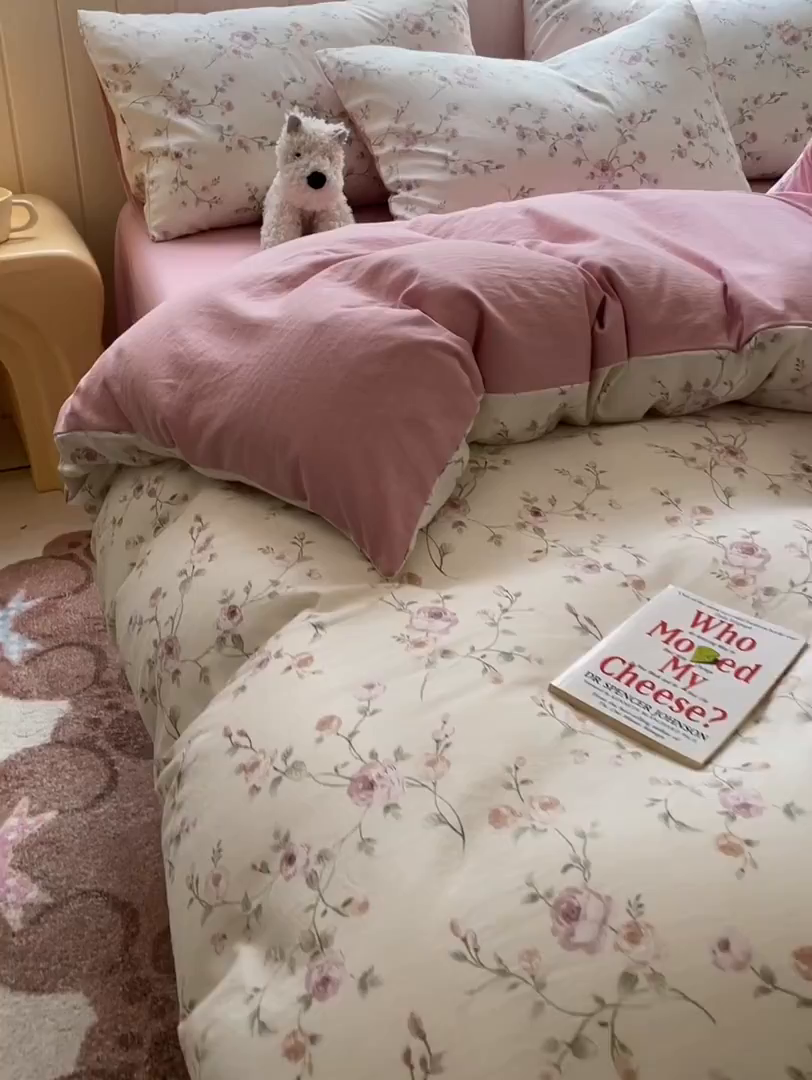 91家纺网 家纺一手货源 找家纺 如约 2025秋冬新款A类亲肤棉印花套件 爱丽丝