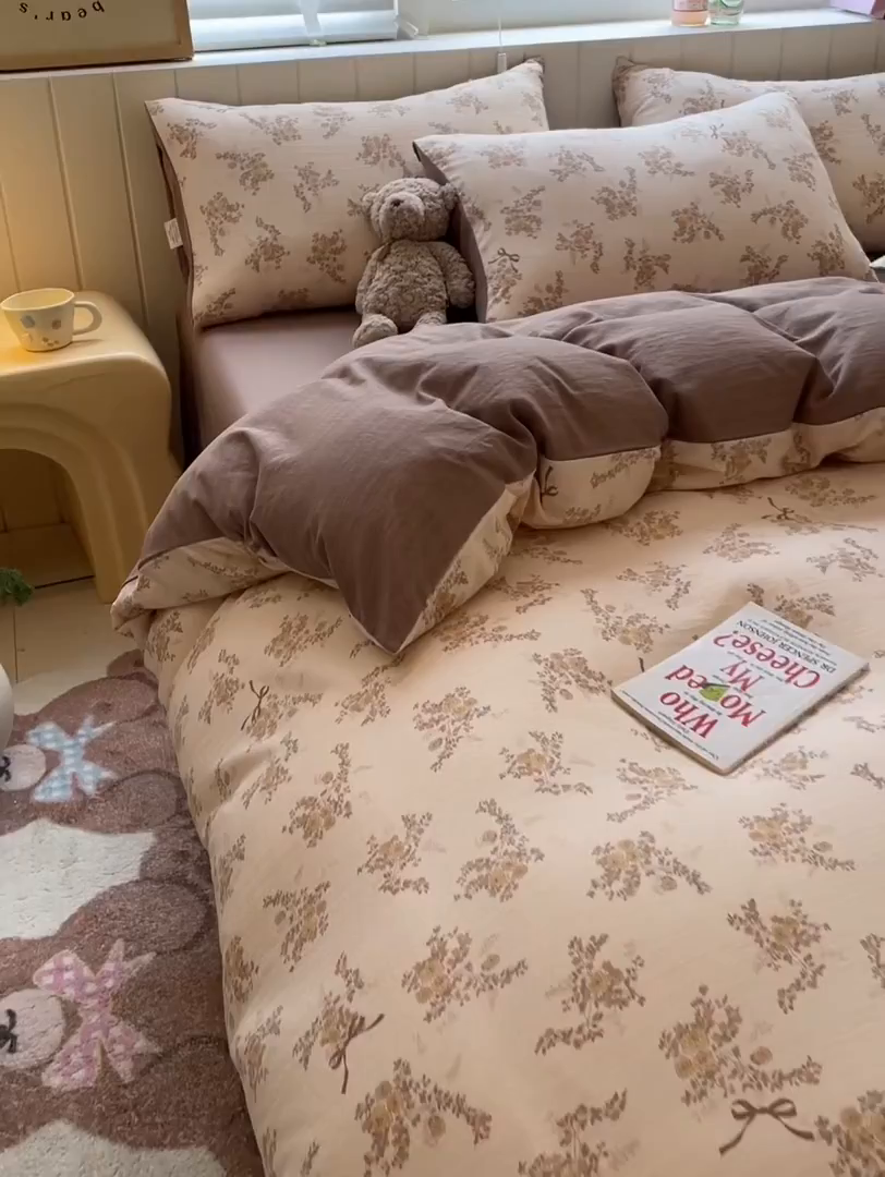 91家纺网 家纺一手货源 找家纺 如约 2025秋冬新款A类亲肤棉印花套件 曼咖