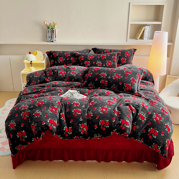 91家纺网 家纺一手货源 找家纺 找底底家纺 2025新款加厚床盖款双面绒A类印花款牛奶绒四件套（日销50单客户，在优惠5元） 花妖