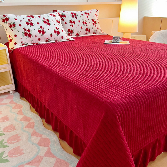 91家纺网 家纺一手货源 找家纺 找底底家纺 2025新款加厚床盖款双面绒A类印花款牛奶绒四件套（日销50单客户，在优惠5元） 梨花落