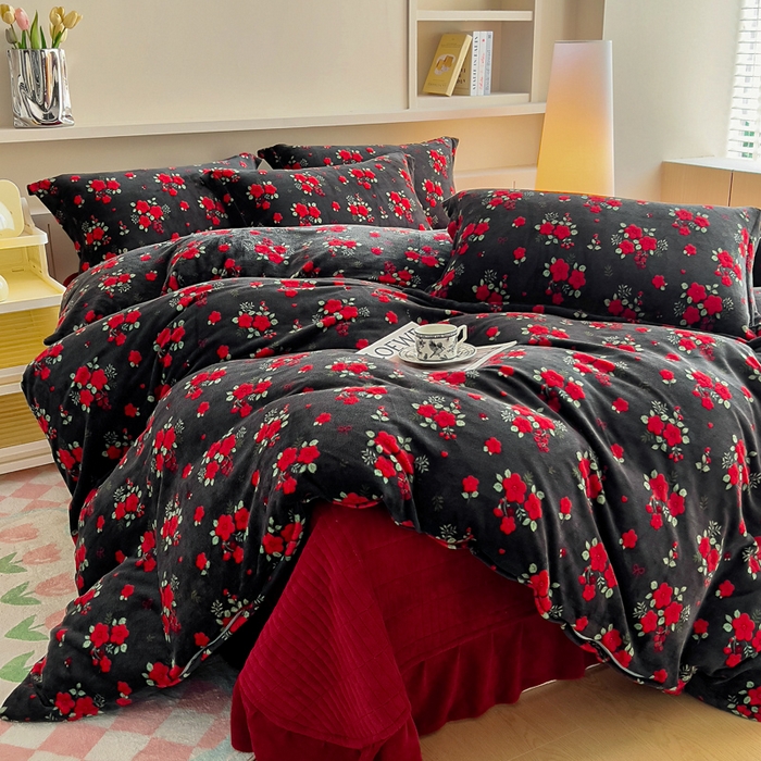 找底底家纺 2025新款加厚床盖款双面绒A类印花款牛奶绒四件套（日销50单客户，在优惠5元） 花妖