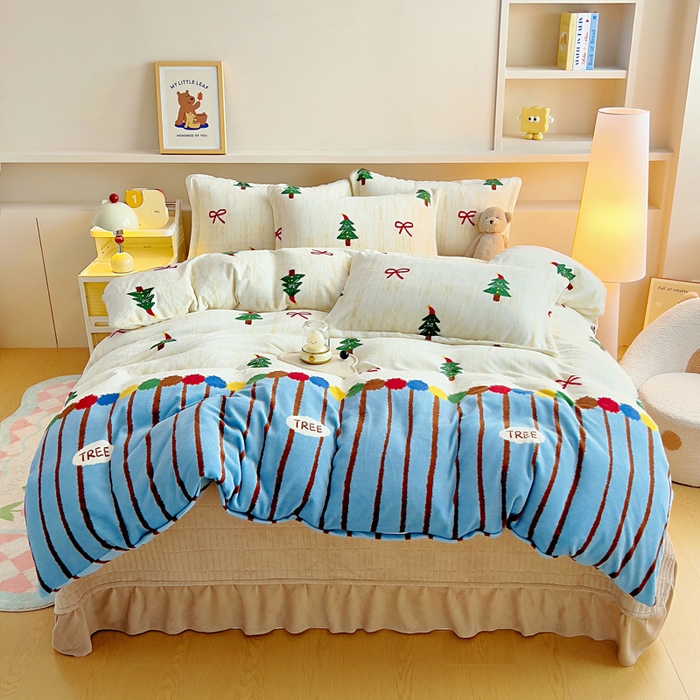 91家纺网 家纺一手货源 找家纺 找底底家纺 2025新款加厚床盖款双面绒A类印花款牛奶绒四件套（日销50单客户，在优惠5元） 圣诞派对