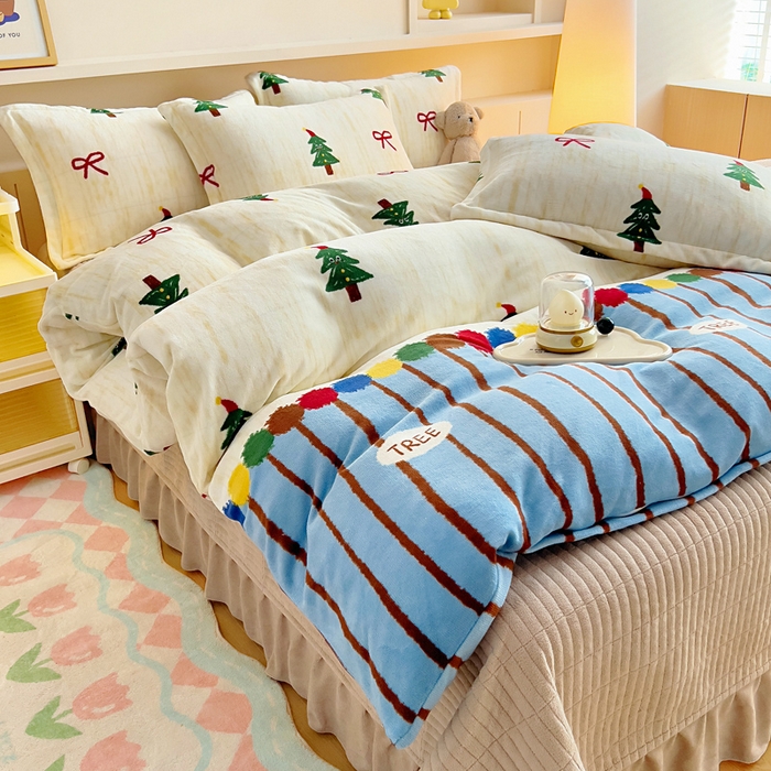 91家纺网 家纺一手货源 找家纺 找底底家纺 2025新款加厚床盖款双面绒A类印花款牛奶绒四件套（日销50单客户，在优惠5元） 圣诞派对