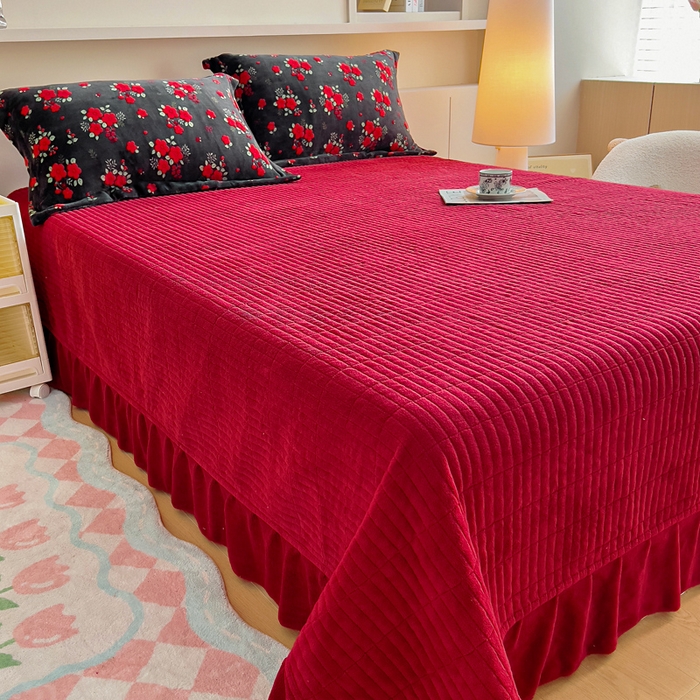 91家纺网 家纺一手货源 找家纺 找底底家纺 2025新款加厚床盖款双面绒A类印花款牛奶绒四件套（日销50单客户，在优惠5元） 花妖