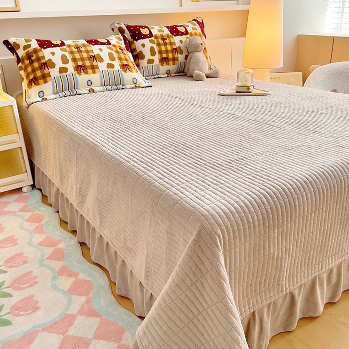 91家纺网 家纺一手货源 找家纺 找底底家纺 2025新款加厚床盖款双面绒A类印花款牛奶绒四件套（日销50单客户，在优惠5元） 焦糖布丁熊