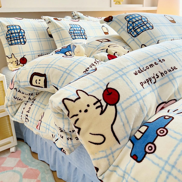 91家纺网 家纺一手货源 找家纺 找底底家纺 2025新款加厚床盖款双面绒A类印花款牛奶绒四件套（日销50单客户，在优惠5元） 奶糖小镇