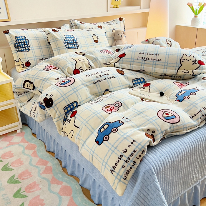 91家纺网 家纺一手货源 找家纺 找底底家纺 2025新款加厚床盖款双面绒A类印花款牛奶绒四件套（日销50单客户，在优惠5元） 奶糖小镇