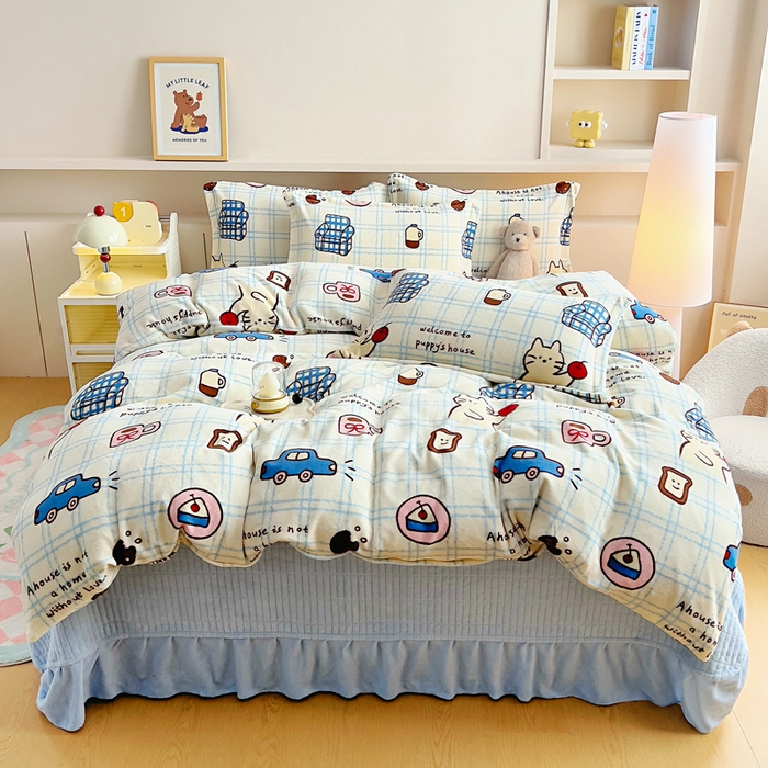 91家纺网 家纺一手货源 找家纺 找底底家纺 2025新款加厚床盖款双面绒A类印花款牛奶绒四件套（日销50单客户，在优惠5元） 奶糖小镇