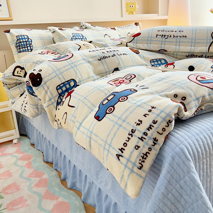 91家纺网 家纺一手货源 找家纺 找底底家纺 2025新款加厚床盖款双面绒A类印花款牛奶绒四件套（日销50单客户，在优惠5元） 奶糖小镇