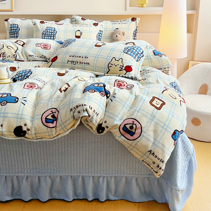 91家纺网 家纺一手货源 找家纺 找底底家纺 2025新款加厚床盖款双面绒A类印花款牛奶绒四件套（日销50单客户，在优惠5元） 奶糖小镇