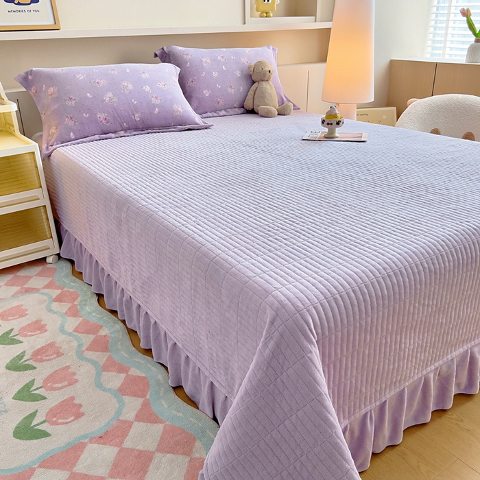 91家纺网 家纺一手货源 找家纺 找底底家纺 2025新款加厚床盖款双面绒A类印花款牛奶绒四件套（日销50单客户，在优惠5元） 紫蔻