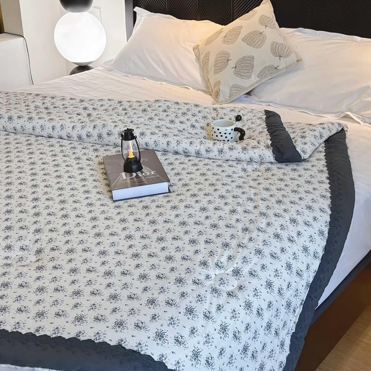 91家纺网 家纺一手货源 找家纺 兜米家居 2025新款法式全棉花边针织春秋被四季被子被芯 铃兰花