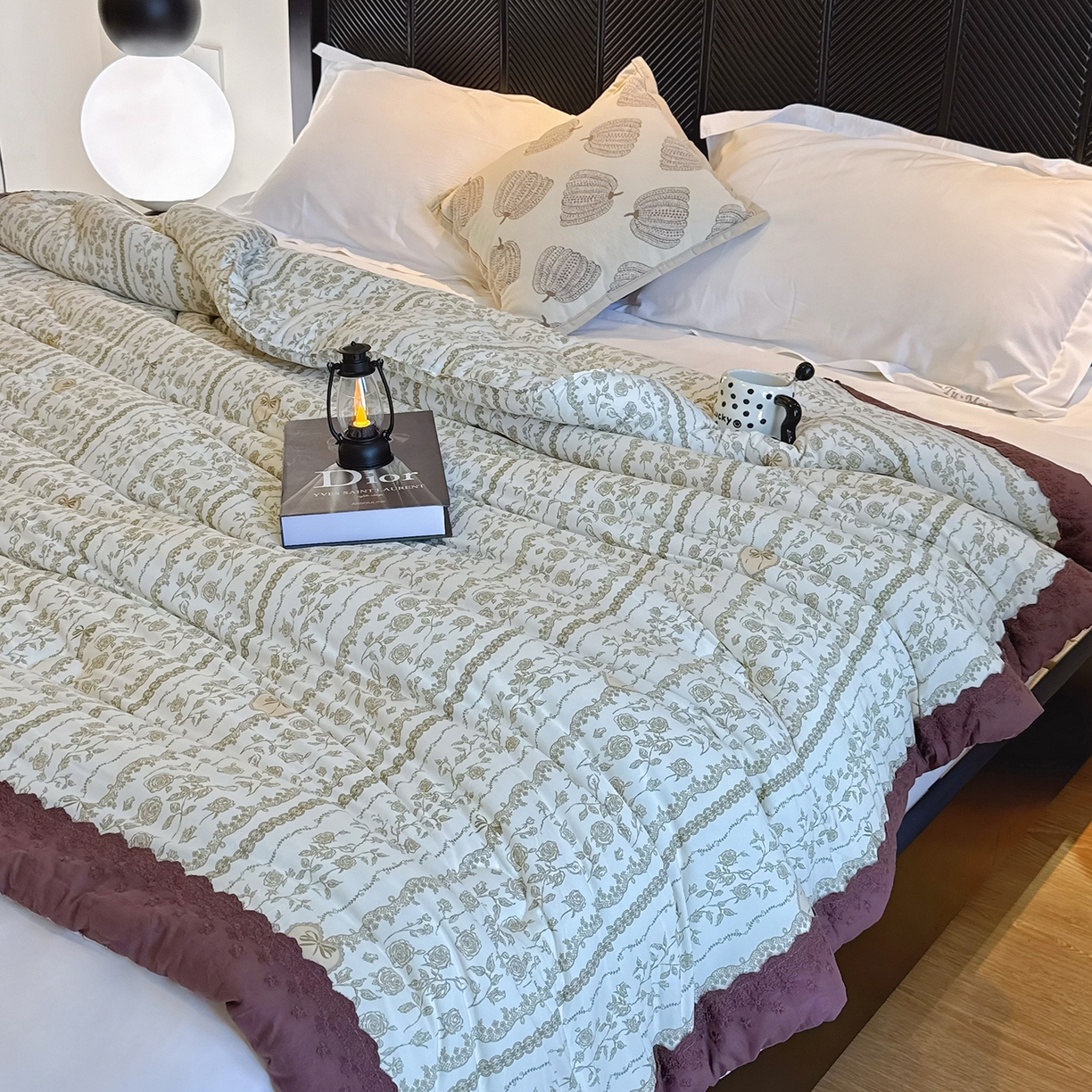 91家纺网 家纺一手货源 找家纺 兜米家居 2025新款法式全棉花边针织春秋被四季被子被芯 爱丽丝