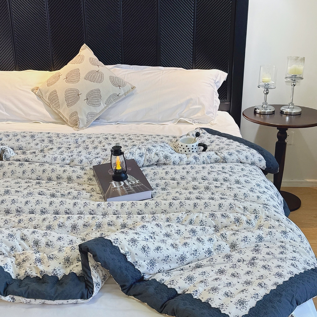 91家纺网 家纺一手货源 找家纺 兜米家居 2025新款法式全棉花边针织春秋被四季被子被芯 铃兰花