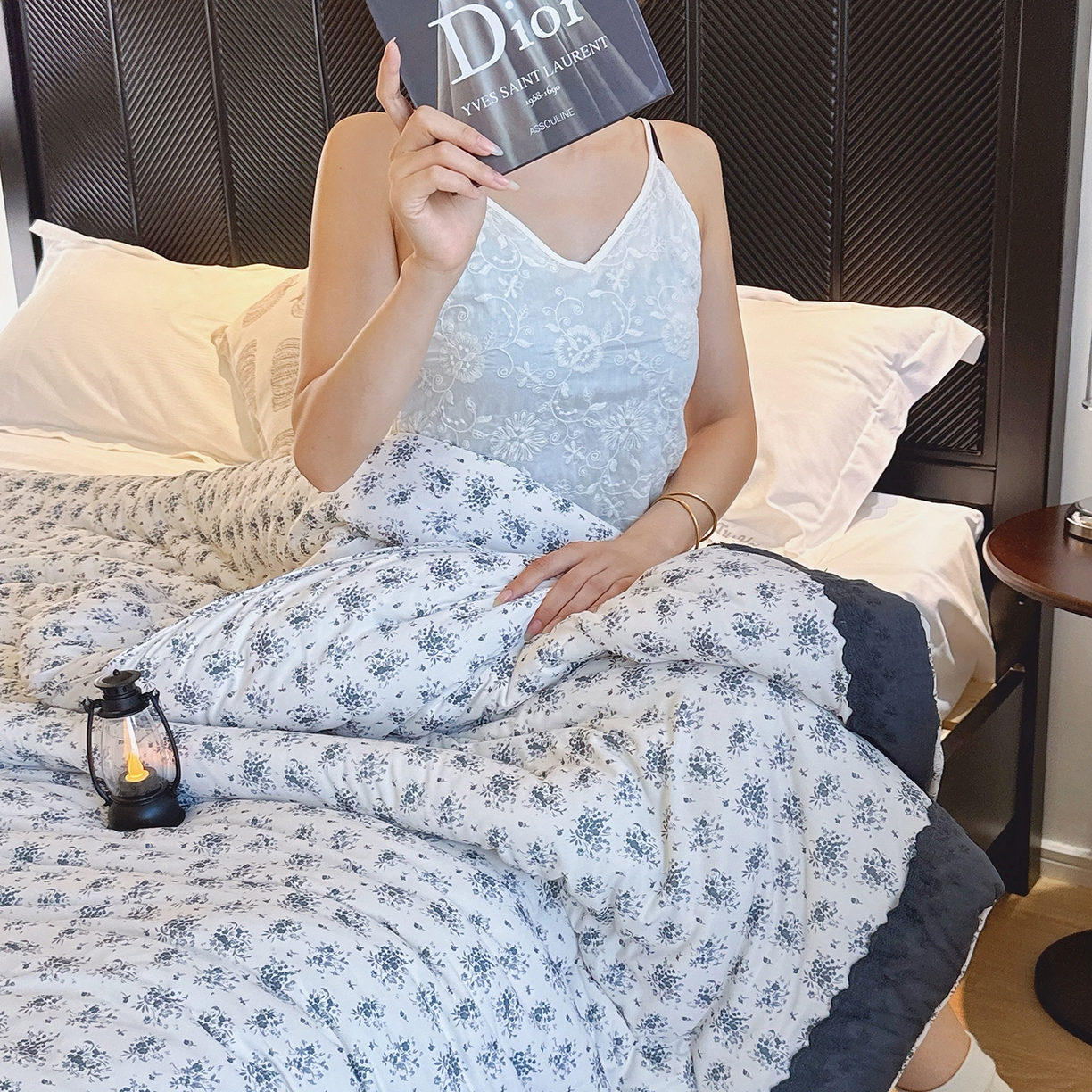 91家纺网 家纺一手货源 找家纺 兜米家居 2025新款法式全棉花边针织春秋被四季被子被芯 铃兰花