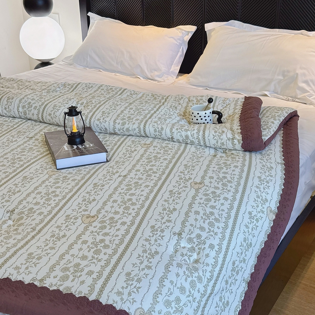 91家纺网 家纺一手货源 找家纺 兜米家居 2025新款法式全棉花边针织春秋被四季被子被芯 爱丽丝