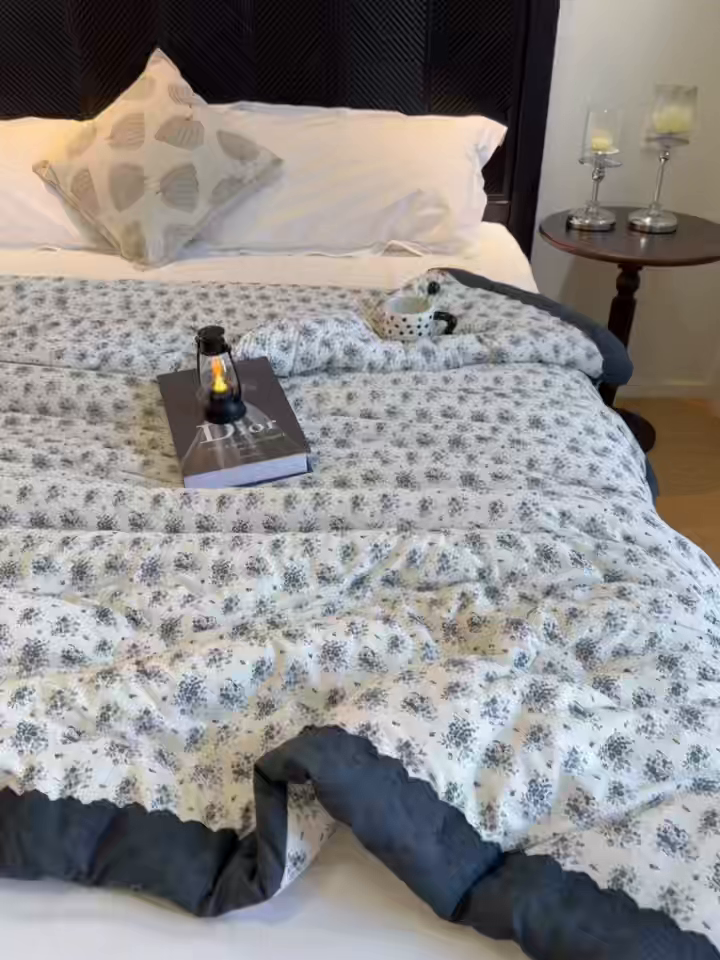 91家纺网 家纺一手货源 找家纺 兜米家居 2025新款法式全棉花边针织春秋被四季被子被芯 铃兰花