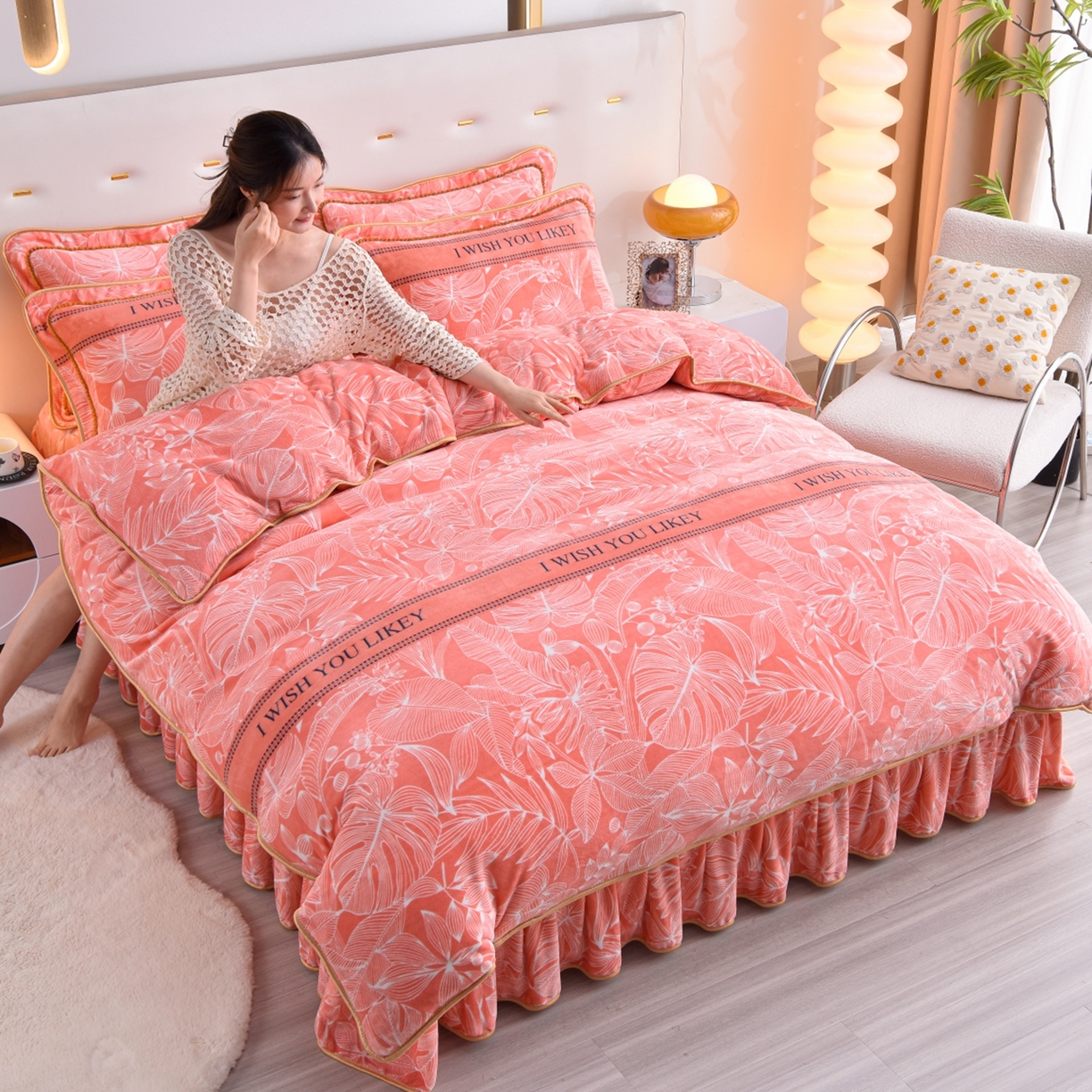 91家纺网 家纺一手货源 找家纺 （总）羽梦2025新款8.5斤牛奶法莱绒金貂法兰绒四件套直播爆款