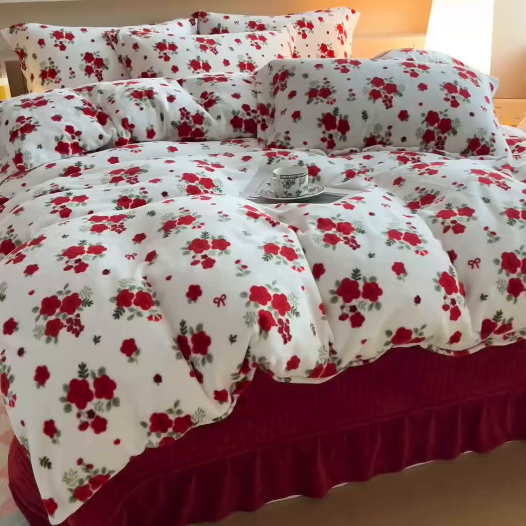 91家纺网 家纺一手货源 找家纺 （总）找底底家纺 2025新款加厚床盖款双面绒A类印花款牛奶绒四件套（日销50单客户，在优惠5元）