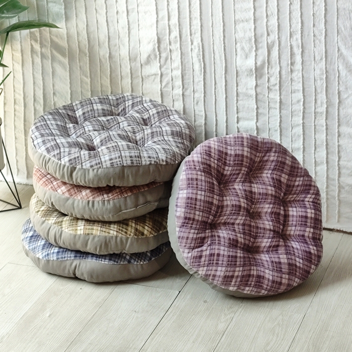 2025款牛奶绒格子坐垫垫子蒲团垫子蒲团坐垫家用地上榻榻米日式茶几客厅飘窗地毯圆形坐墩懒人地垫子