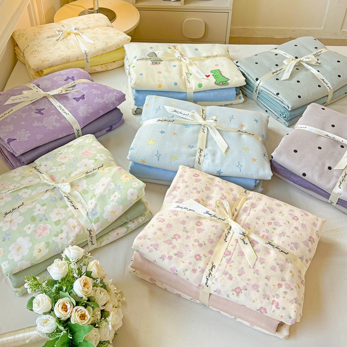 91家纺网 家纺一手货源 找家纺 （总）仟网汇 2025新款全棉纯棉层纱四件套