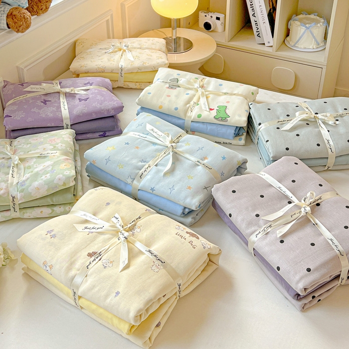 91家纺网 家纺一手货源 找家纺 （总）仟网汇 2025新款全棉纯棉层纱四件套