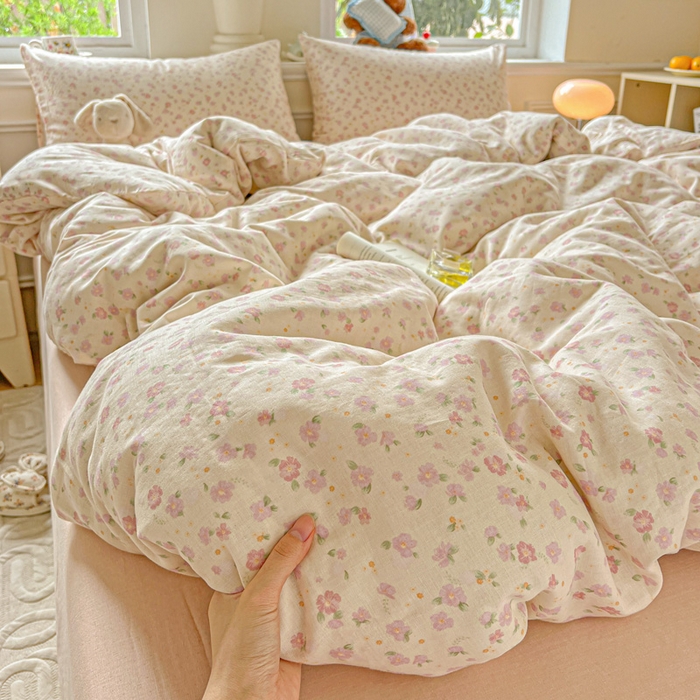 91家纺网 家纺一手货源 找家纺 （总）仟网汇 2025新款全棉纯棉层纱四件套