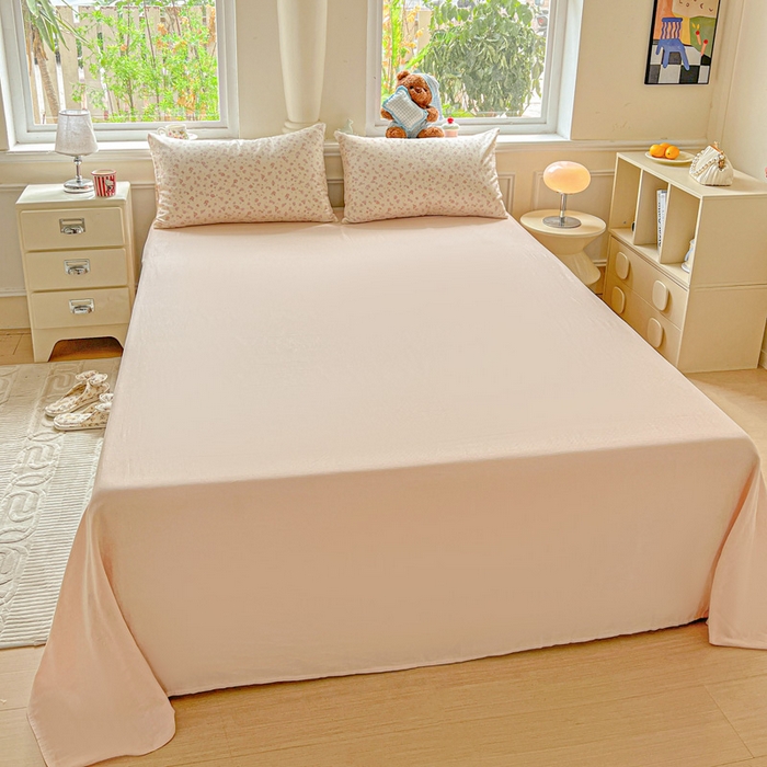 91家纺网 家纺一手货源 找家纺 仟网汇 2025新款全棉纯棉层纱四件套 桃之夭夭