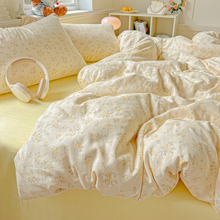 91家纺网 家纺一手货源 找家纺 仟网汇 2025新款全棉纯棉层纱四件套 小晴天