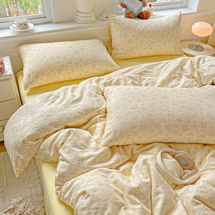 91家纺网 家纺一手货源 找家纺 仟网汇 2025新款全棉纯棉层纱四件套 小晴天