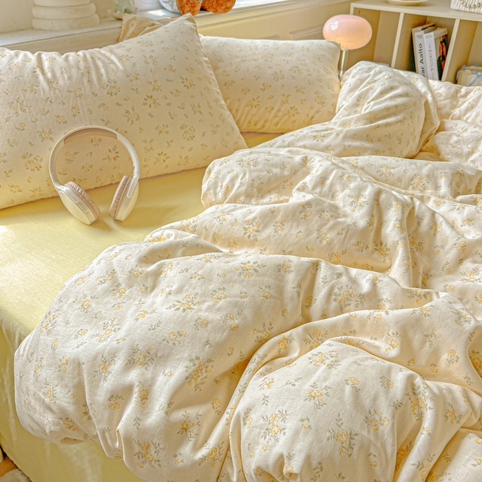 91家纺网 家纺一手货源 找家纺 仟网汇 2025新款全棉纯棉层纱四件套 小晴天