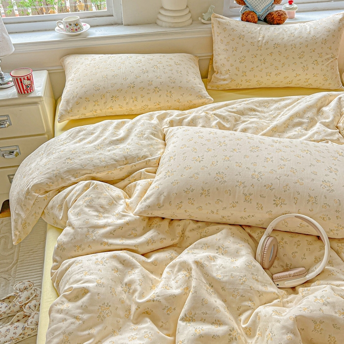 91家纺网 家纺一手货源 找家纺 仟网汇 2025新款全棉纯棉层纱四件套 小晴天