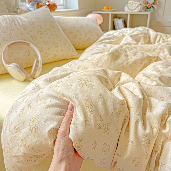 91家纺网 家纺一手货源 找家纺 仟网汇 2025新款全棉纯棉层纱四件套 小晴天